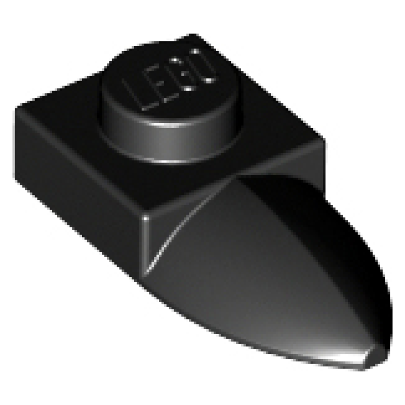 Plaat, Aangepast 1x1 met horizontale tand Black